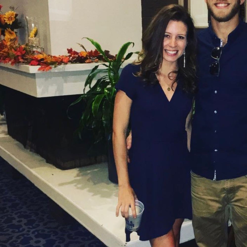 Blue fitted swing dress